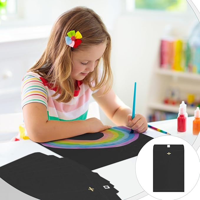 Geyee 50 Pcs 9 x 12 Inch Black Clasp Envelopes Letter Size Mailing Envelopes with Clasp Closure for Filing Storing Documents Office Home Business School