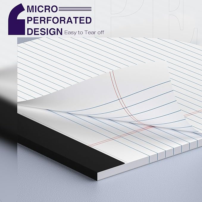 3 Pack Legal Pads 8.5 x 11 College Ruled Colored Note Pads 8.5" x 11" Lined Paper Chipboard-Backed Notepad with Micro-Perforated Notebook Paper for Office & School Supplies 50 Sheets/Pad
