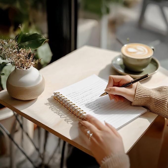 Bible Journal, A5 Spiral Christian Bible Green Flower Notebook, Rooted in Him, Bible Verse Gift for Women Men Birthday Christmas, Sunday School, Office Supplies, Bible Study (Green-flower)