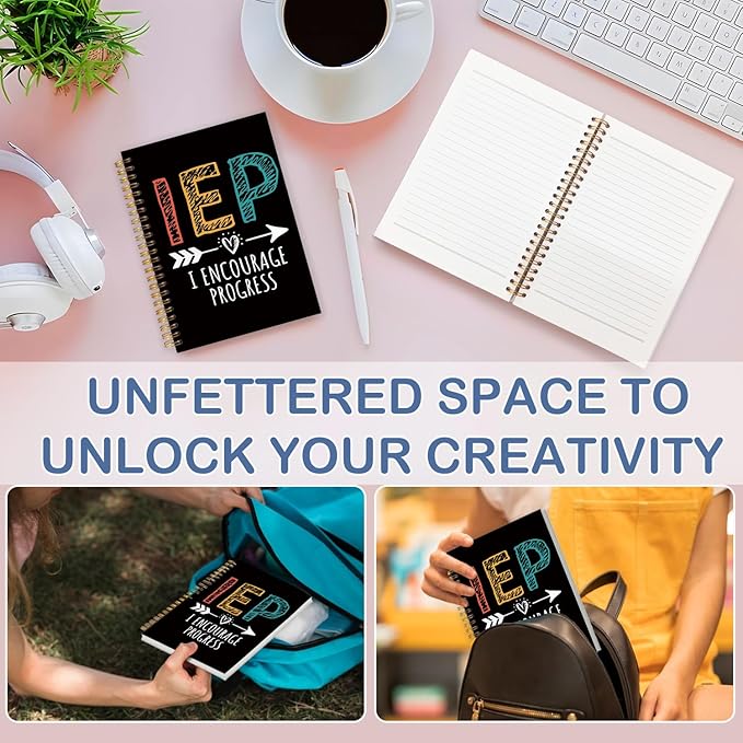 SNNDER IEP Special Education Teacher Gifts Notebook Journal, IEP Teacher Must Haves, IEP I Encourage Progress Hardcover Spiral Notebooks 5.5x8.3 Inch