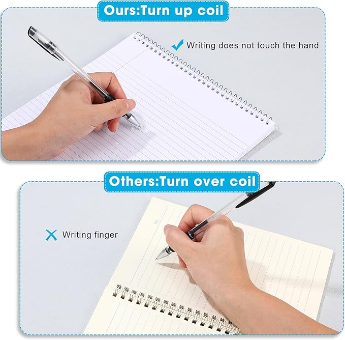 Faccito 12 Pack Top Steno Spiral Notebooks Bulk Top Bound Steno Pads Spiral Book11 x 8-1/2" 100 Sheets College Ruled Paper Notebooks for Office School University Work Supplies (Assorted Colors)