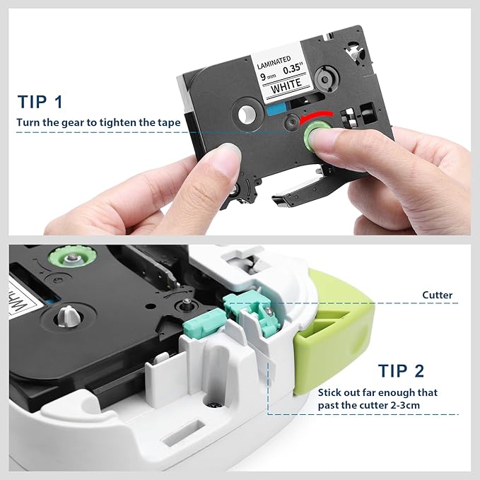 Label KINGDOM TZe-221 9mm Label Tape Replacement for Brother TZe221 TZ Tape 9mm 0.35 Laminated White 3/8 Inch Compatible with Brother Label Maker Tape PT-H110 PT-D210 PT-D220 PT-D400 PT-D600, 6-Pack