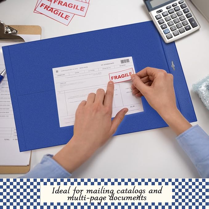 Geyee 50 Pcs 12 x 16 Inch Navy Blue Manilla Clasp Envelopes Letter Size Mailing Envelopes with Clasp Closure for Filing Storing Documents Office Home Business School