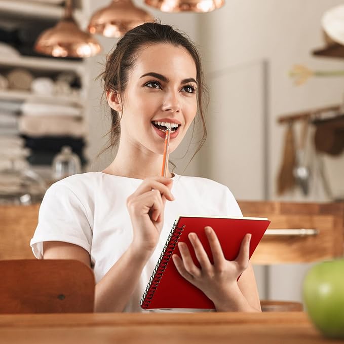 Yahenda 54 Pcs Spiral Notebook Bulk A5 Journal Lined 8.3'' x 5.5'' Writing Composition Paper Small Notepad Subject Notebook for Students Office Business Back to School Supplies (Red)