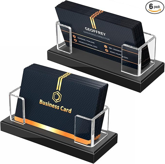 NIUBEE Acrylic Business Card Holder: Clear Plastic Business Cards Display Stand for Desk - Gift Card Organizer for Office 6 Pieces