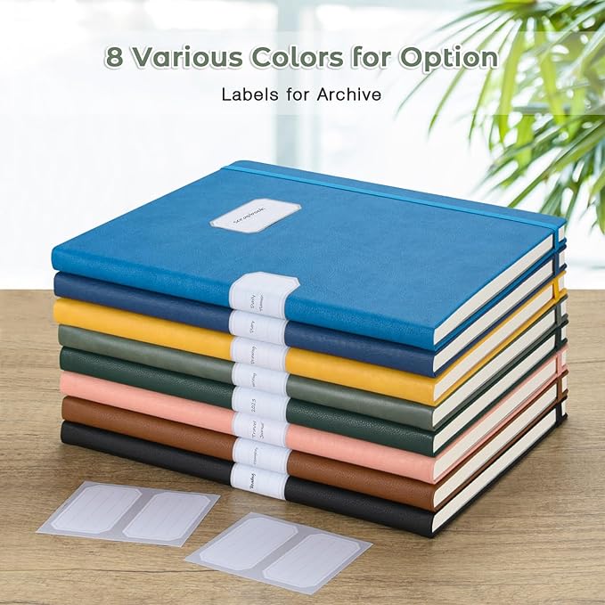 College Ruled Notebook, A4 Hardcover Leather Notebook for Work, Lined Notebook Journal for Women Men, 192 Thick Paper, Lay Flat Large Notebook with Pockets, Professional Business Notebook, Light Green