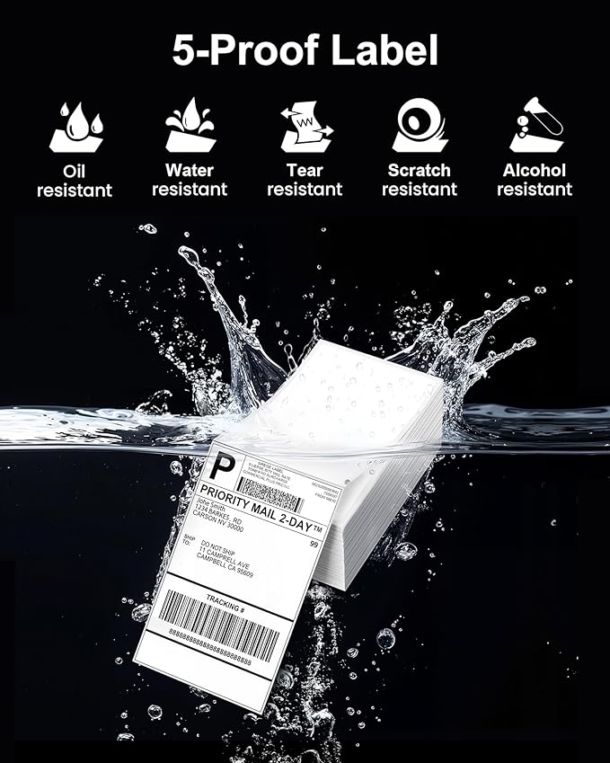 Phomemo 4x6 Thermal Label Printer Paper - 500 PCS Pink 4"x6" Fan-Fold Shipping Supplies Labels - Water/Oilproof Label Stickers - Permanent Adhesive Thermal 4x6 Labels for Small Business Supplies