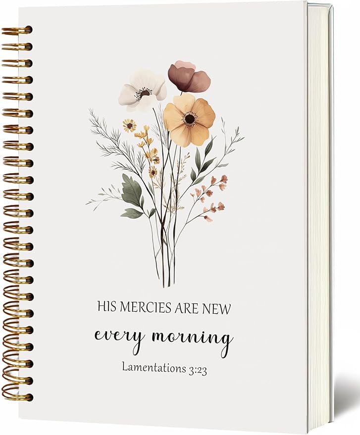 YOU FOUND ME Bible Journal, A5 SpiralChristian Journal with Floral Notebook, HIS MERCIES ARE NEW EVERY MORNING, Bible Verse Gifts for Women Birthday Christmas, Sunday School, Office Supplies