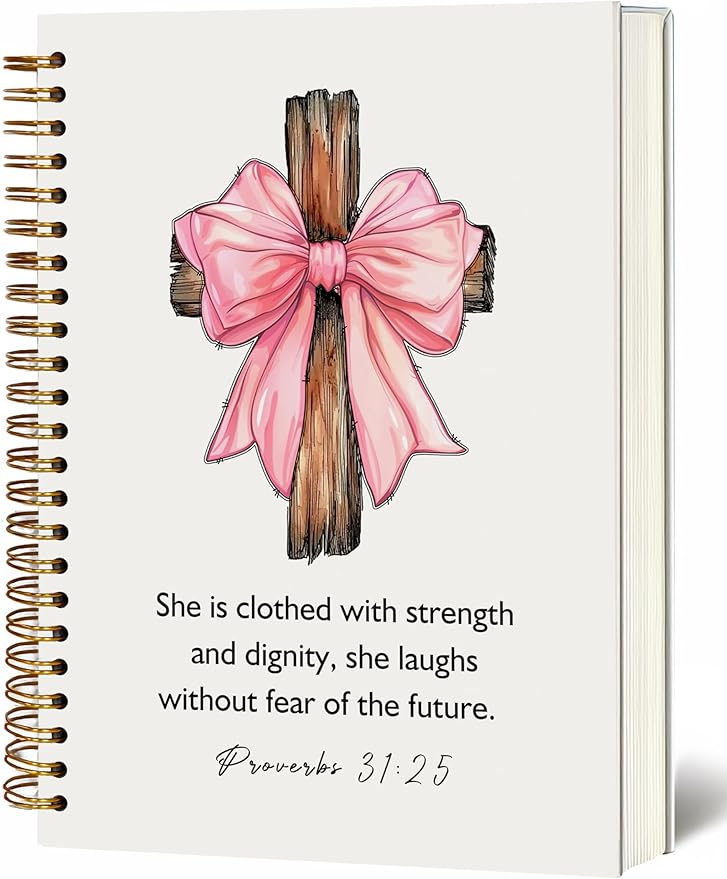 YOU FOUND ME Bohemian A5 Spiral Notebook with Rainbow Notebook- this is Our Happy Place, Inspirational Notebooks for Women, Bible Study, Gift for Birthday Christmas, Office Supplies (PINK BOW)