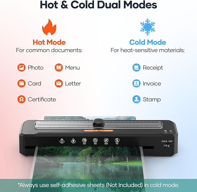 Laminator Machine A3 with 50 Laminating Sheets, Laminator Thermal and Cold with Paper Trimmer Corner Rounder, High-Speed Jam-Free, Low-Noise 13-Inch Laminating Machine(Black)