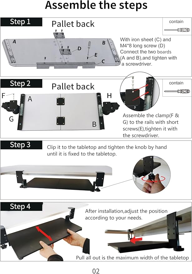 Large Keyboard Tray Under Desk, Adjustable Keyboard Tray with C-Clamp Hardware 29.5″ W x 9.5″ D Slide Out Computer Keyboard & Mouse Tray for Typing Home Office Black