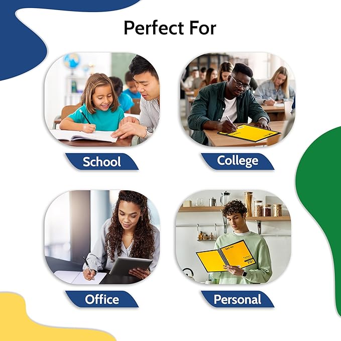 EPI Spiral Notebook | Wide - 70 Sheets, Durable Spiral Binding | 10.5 x 8 in | Classroom Supplies | School, Office, Note Taking, Journaling - 3 Pack