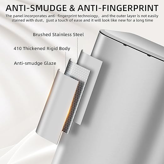 KUK 16 Gallon Kitchen Trash Can with Lid, Heavy Duty Hands-Free Stainless Steel Commercial Step Trash Bin with Removable Inner Bucket, Pedal Rubbish Bin for Home Office and Kitchen, 60L/16Gal