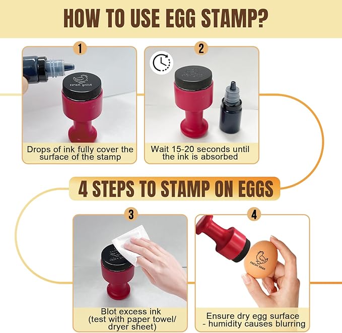 Custom Egg Stamp Personalized Egg Stamps for Fresh Eggs with Your Text & Design for Farm Branding Backyard Eggs