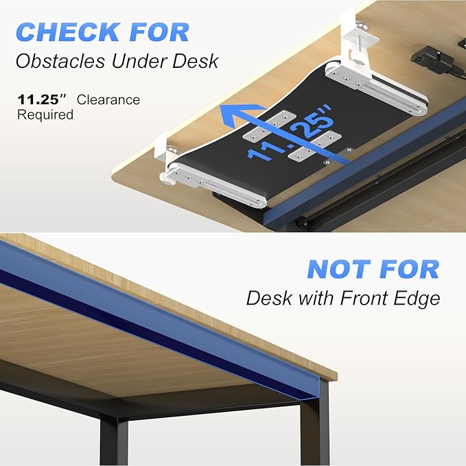 suptek Large Keyboard Tray Under Desk Pull Out with C Clamp Mount, Computer Keyboard & Mouse Tray, 34 (38 Including Clamps) x 11.8 inch Slide-Out Platform Computer Drawer for Typing, White, DSF1LW