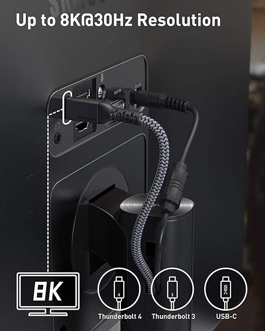 Maxonar [2 Pack 3.3FT] Thunderbolt 4 Cable with 40Gbps Sync, 240W Charging, 8K/5K@60Hz Display for MacBook, SSD, iPhone 16/15, Docking, eGPU, Monitor