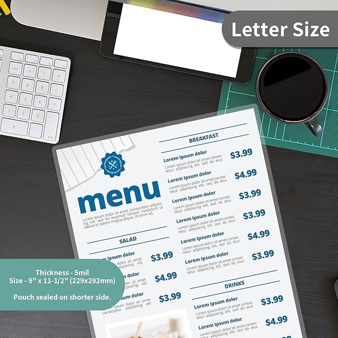 5 mil Thermal Laminating Sheets 100 Packs, 9” x 11.5” Clear Laminating Pouches Holds 8.5 x 11 Inch Sheet, Letter Size Lamination Paper for Laminator - Rounded Corner