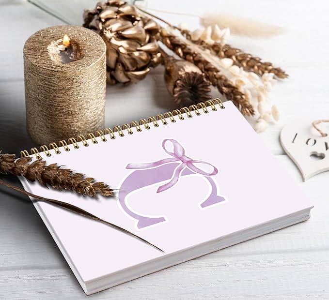 foedor Coquette Trendy Preppy Purple Bow Spiral Notebook,Initial C Journal Personalized Teen Girl Gifts,Monogrammed Gifts for Women Teen Girl,College Ruled Hardcover Spiral Notebook(purple)