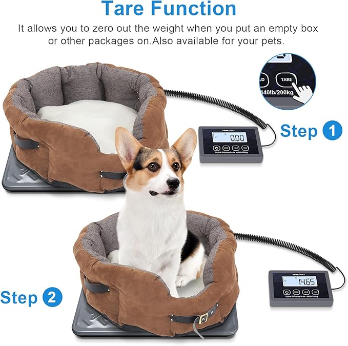 THINKSCALE Shipping Scale, 440lb/1oz Digital Heavy Duty Postal Scale, Strong Steel Platform, Postage Scale with Hold/Tare/LCD Display, Scale for Packages, Luggage Scale, Battery&AC Adapter Included