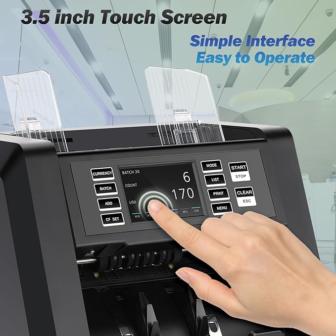 N70A Business Grade Money Counter Machine with 2CIS/UV/MG/IR Counterfeit Detection, Serial Number Reading,Mixed Denomination,Bill Counter High Speed for Store, Small Business, Office