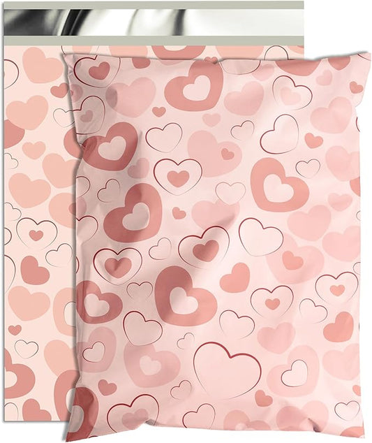 Pink Heart Poly Mailer 6x9 Inch 100 Pcs, Waterproof Shipping Bags for Clothing, Tear-Resistant Mailier Bags, Strong Mailing Bags with Self-Seal