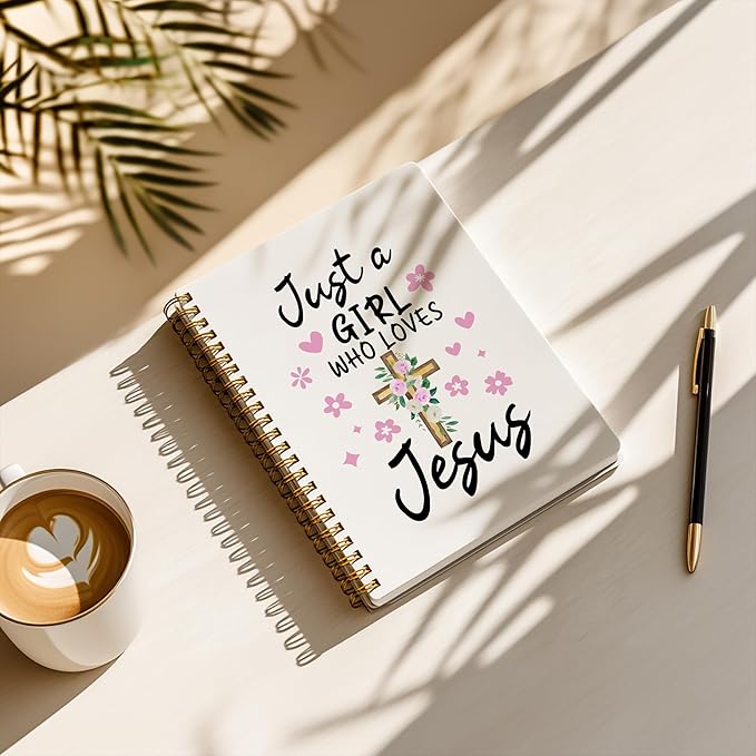 YOU FOUND ME Bible Notebook, A5 Spiral Christian Journal with Floral Pink Butterfly Notebook, Just a girl Who Loves Jesus, Inspirational Notebooks for Women, Bible Study, Gift for Birthday Christmas