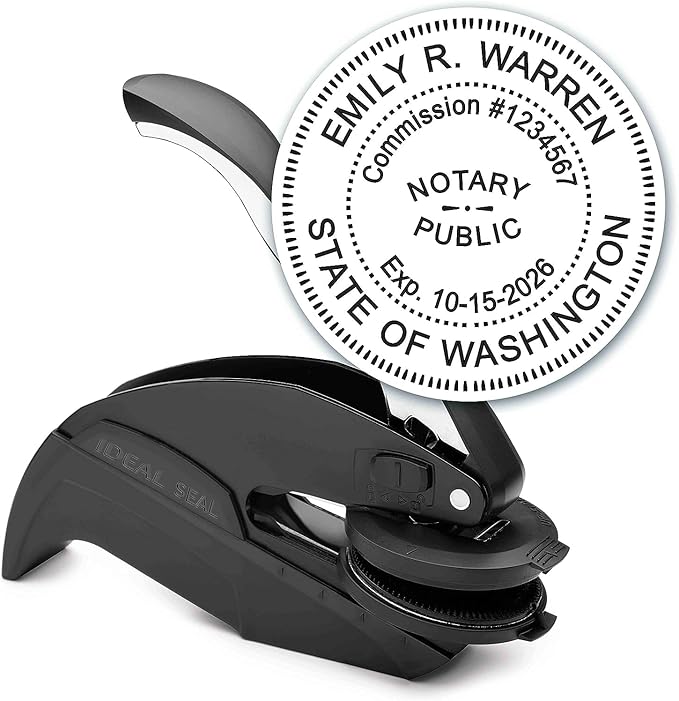 MaxMark Notary Seal Round Embosser for Washington State - Includes Gold Burst Seal Labels (50 Count)