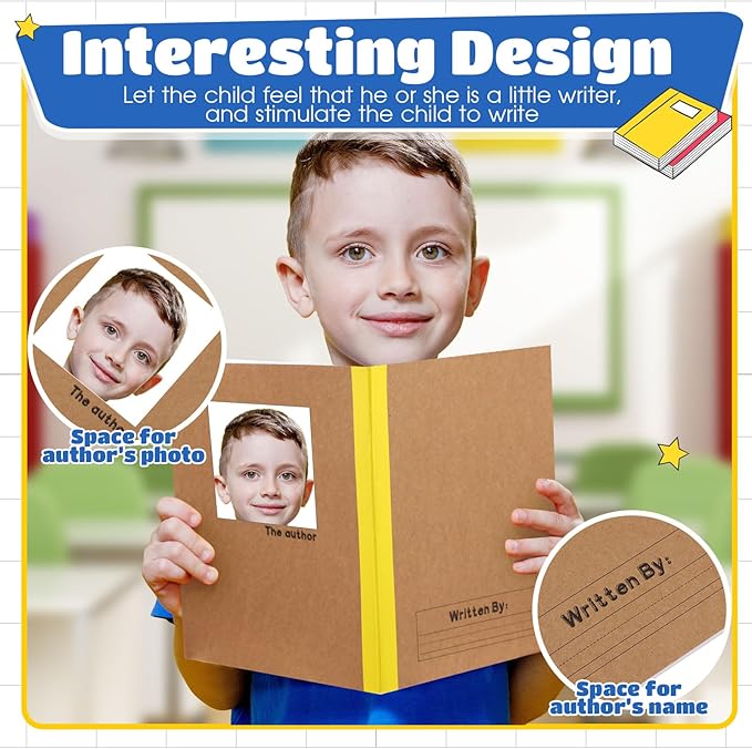 Henoyso 10 Pcs Primary Composition Notebook 9 3/4 x 7 1/2 Inch Kids Journal, Back to School Supplies, K-2 Primary Writing Notebook for Kids Student Draw and Write Story Journal (Bright Color)