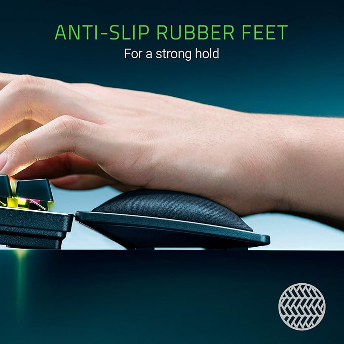 Razer Ergonomic Wrist Rest Pro for Full-Sized Keyboards: Cooling Gel Infused - Anti-Slip Rubber Base - Angled Incline - Classic Black