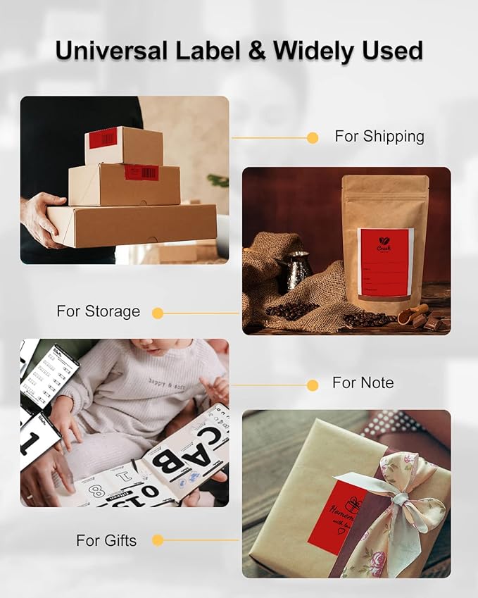 Phomemo 4x6 Thermal Label Printer Paper - 500 PCS Red 4"x6" Fan-Fold Shipping Supplies Labels - Water/Oilproof Label Stickers - Permanent Adhesive 4x6 Mailing Labels Paper for Thermal Printer