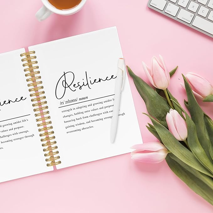 Resilience Inspirational Spiral Notebook, Motivational Journaling Notebooks for Note Taking, Positive Hardcover Journals for Women 160 Pages 5.5x8.3 Inch, Inspirational Gifts for Women