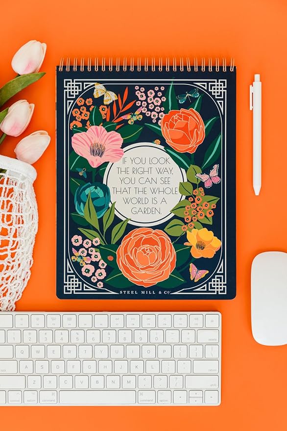 Steel Mill & Co Large Top Spiral Notebook College Ruled, 11" x 8.5" with Durable Hardcover and 160 Lined Pages (The Secret Garden)