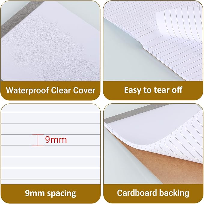 12 Pack Waterproof Cover Memo Pads 5.5" x 8.5" Lined Note Pads Writing Pads (51 Sheets Each Pad, Double Side Printed)