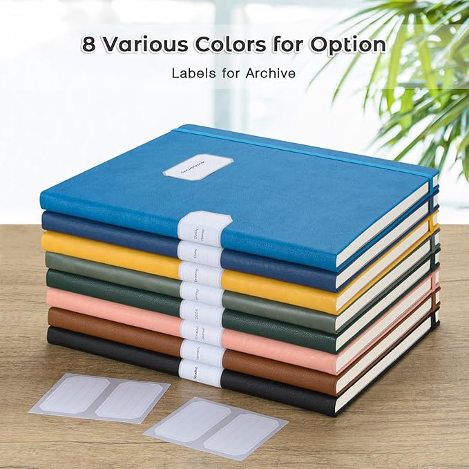 Lined Journal Notebook, 8.5" x 11" Hardcover Leather Notebook for Work, Wide Ruled Notebook Journal for Women Men, 192 Thick Paper, Lay Flat, 2 Pockets, A4 Large Journals for Writing, Black Notebook