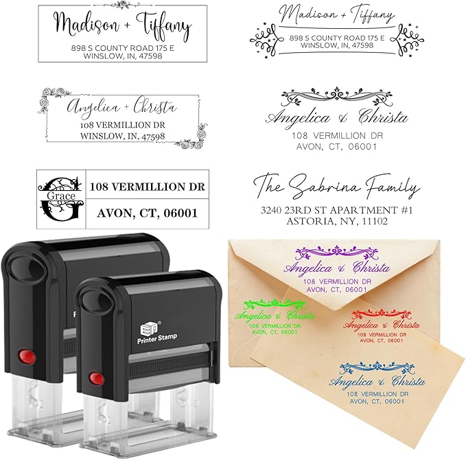 Custom Stamp Self Inking Return Address Stamp, Personalised with Text/Business Logo | Address/Wedding Stamp