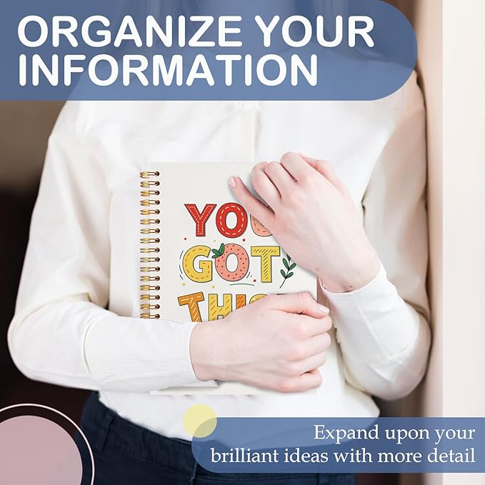 SNNDER You Got This Spiral Notebooks, Inspirational Journaling Notebook for Women Men, Motivational Journals for Writing, Beige Notebook for Note Taking, Employee Gifts Notebopoks, 5.5x8.3 Inch