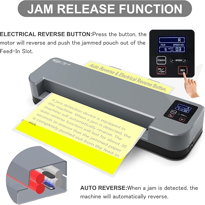 SINCHI 13-Inch 4-Roller Thermal Laminator & Foil Applicator w/LCD Display, 30s Warm-Up, 16s/Sheet, Supports 3–10 Mil, Micro-Adjust for Smoother Results, Commercial-Grade for Busy Offices, DIY Crafts