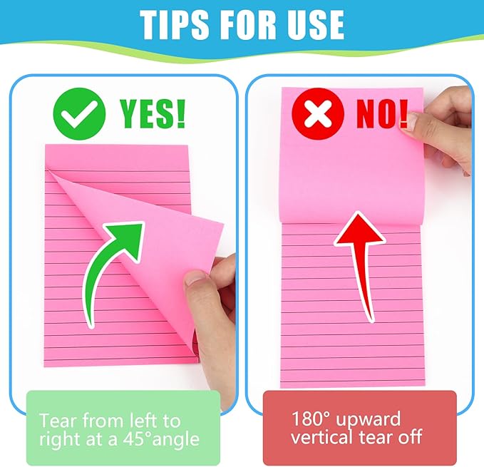 SACATR 36 Pads Lined Sticky Notes, Sticky Note Pads 4x6 inches, 12 Bright Color Sticky Notes with Lines Self-Stick Note Pads, Perfect for Office Home,School