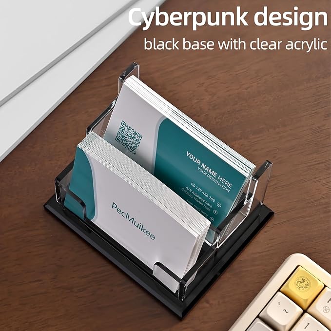 PecMuikee Business Card Holder for Desk，Acrylic Business Card Display Stand,Multiple Business Card Holders for Office, Exhibition, Home, Restaurant 2 Slot 2 Tier