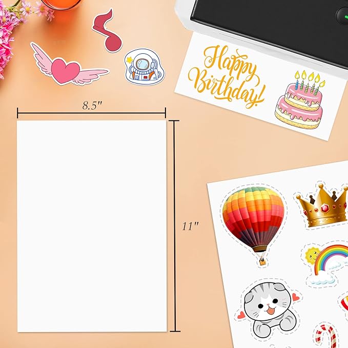 100 Full Sheets Sticker Paper for Laser & Ink Jet Printers, 8.5" x 11" Full Sheet Address Shipping Label, 100 Sheets 100 Labels