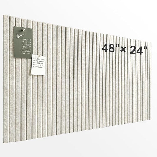 Large Cork Board for Office, 8 Pack Felt Wall Tiles with Slat Wall Paneling, Felt Bulletin Board Pin Board Cork Boards for Walls - Oatmeal