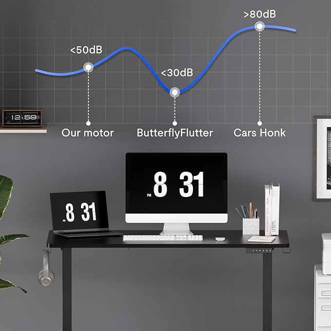 FLEXISPOT Standing Desk Electric Height Adjustable Desk with 63 x 24 Inches Splice Board, Ergonomic Memory Controller, Black Top + Black Frame