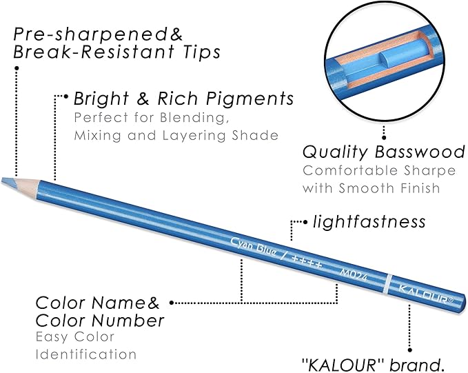 KALOUR 72 Piece Metallic Colored Pencils, Soft Core with Vibrant Color,Ideal for Drawing, Blending, Sketching, Shading, Coloring for Adults Artists Beginners