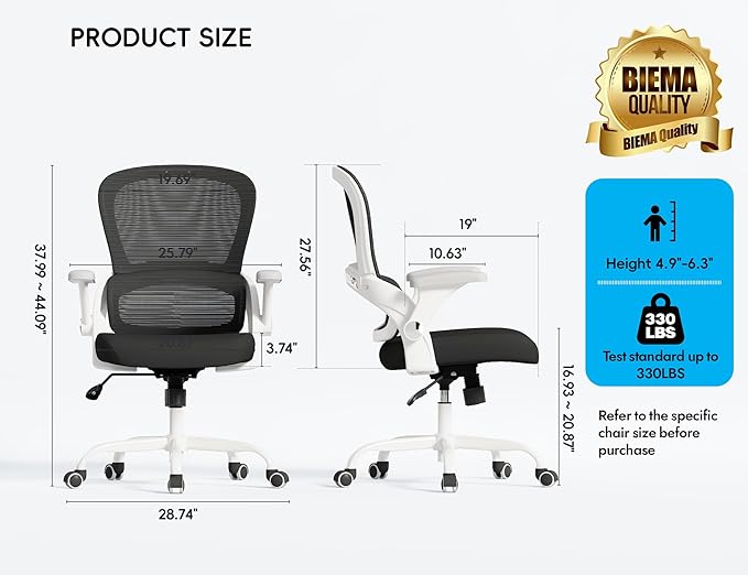 TRALT Beige Gaming Chair - Ergonomic Office Chair with Back Support, Home Office Desk Chairs, Computer Chair, 330lbs Wide Seat Big and Tall Office Chair for Professionals (White Black)