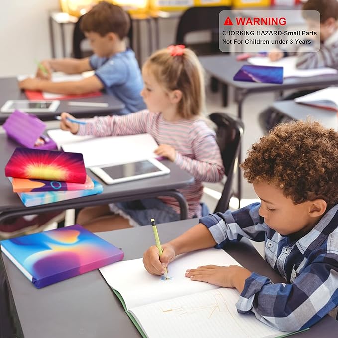 Feela 8 Pack Stretchable Jumbo Fabric Book Covers - Washable Durable Reusable Nylon for Hardcover Textbooks Notebooks up to 9"x11" - 8 Neon Patterns