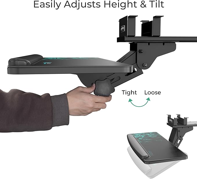 EUREKA ERGONOMIC Height Adjustable Mouse & Keyboard Tray Under Desk, 28x10'' Large Slide Out Swivel Tilt Computer Keyboard Drawer with Mouse Pad for Gaming Home Office Desk, Dual Mount