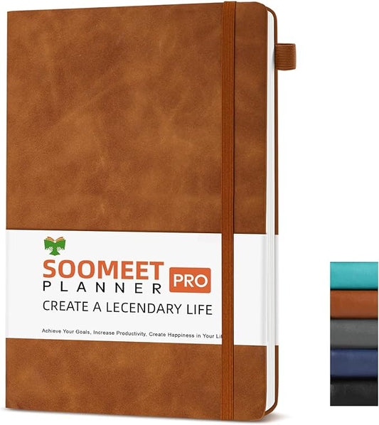 Lined Journal Notebook, 200 Pages, Leather Hardcover Notebooks, A5 College Ruled Thick Classic with Pen Loop Notebook Journals for Writing, for Women Men Office School, 5.75'' X 8.38'', Brown