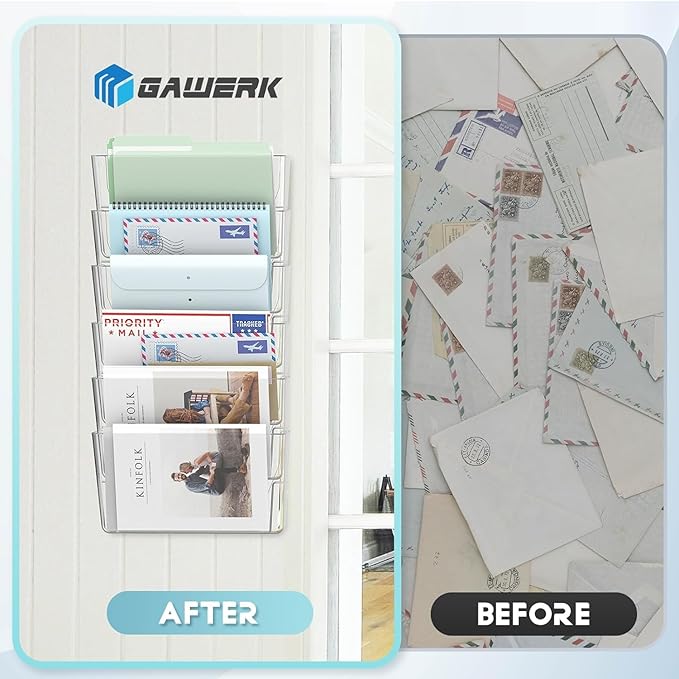 4 Pack Clear Acrylic Single Pocket, Plastic Hanging Wall Mount File Holder for Office Home, Black