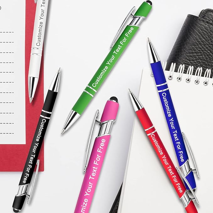 Max 500 Pcs Personalized Pens Bulk, Custom Pens with Free Engraving, Customized Stylus Tip Ballpoint Pen with Your Name Massage Text for School Office Business Graduation Anniversaries-400 Packs