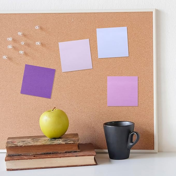 Thenshop 36 Pads Sticky Notes 3''x3'', Self Stick Notes Pads Office Supplies, 50 Sheets/pad Colored Aesthetic Sticky Accessories Home, Office, Notebook(Purple)